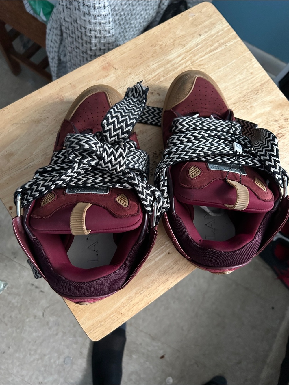 Lavish Maroon and Tan Men's Sneakers